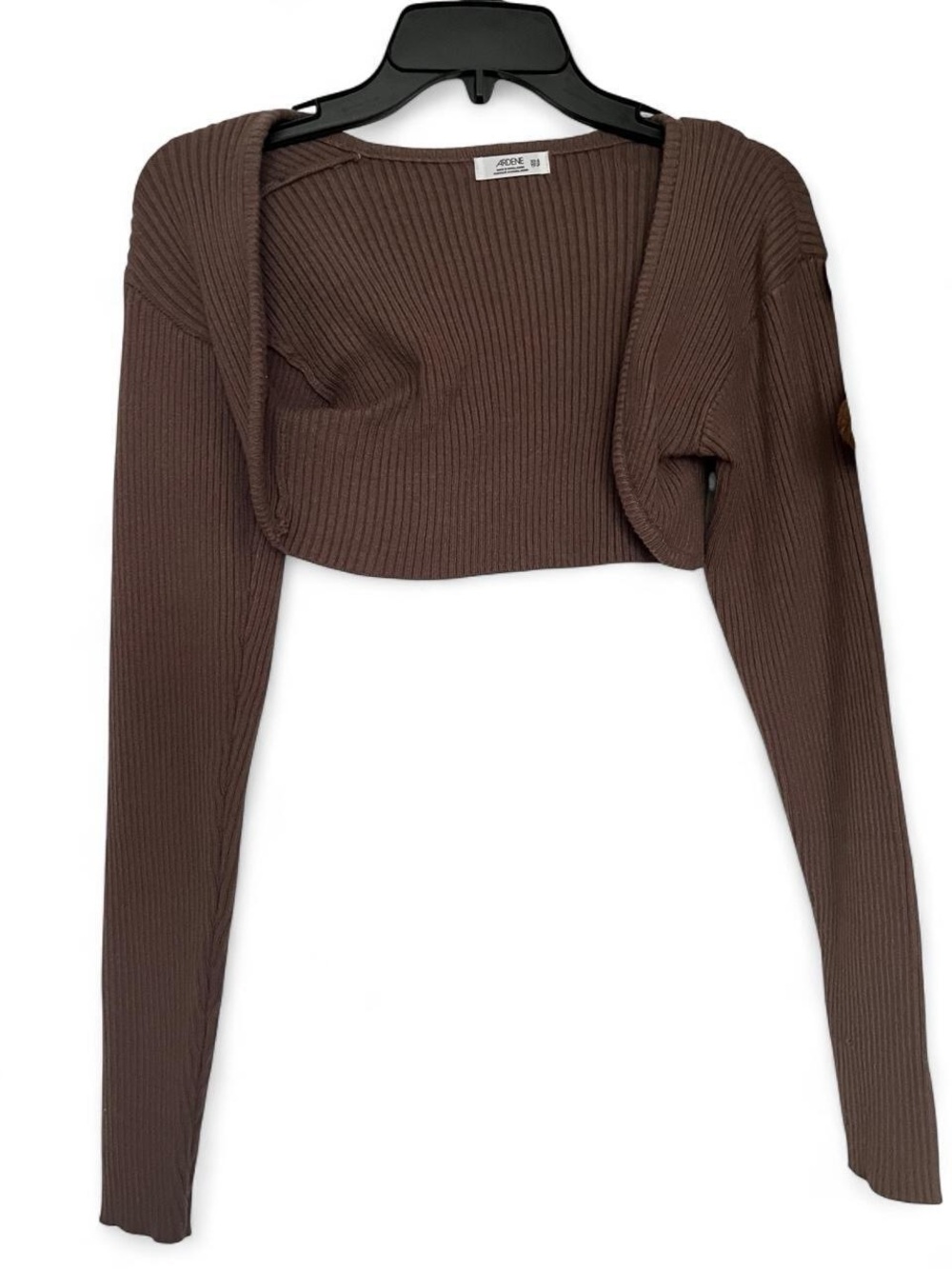 Ardene Brown Ribbed Cropped Longsleeve/Cardigan